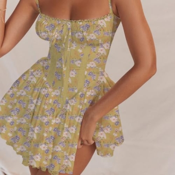 Elegant Women's Sleeveless Lace Corset Floral Dress