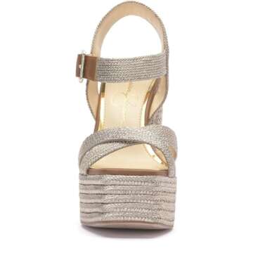 Jessica Simpson Women's Brycen Platform High Heel Sandal Wedge, Platino, 7.5