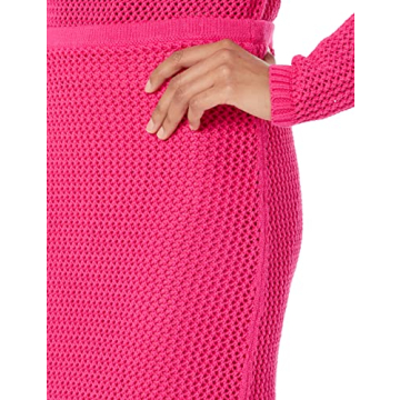 The Drop Women's Halle Crochet Midi Skirt with Side Slit, Hot Pink, S