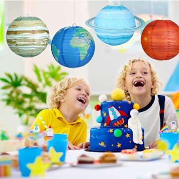 ADLKGG Solar System Hanging Paper Lanterns Outer Space Party Decorations, Galaxy Planets Paper Lante...