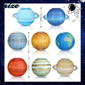 ADLKGG Solar System Hanging Paper Lanterns Outer Space Party Decorations, Galaxy Planets Paper Lanterns for Kids Birthday Baby Shower Science Classroom Home Decor, 8PCS
