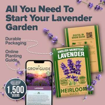 HOME GROWN Premium English Lavender Seeds, 1500 Non-GMO Herb Seeds, USA-Sourced Wildflower Seed for ...