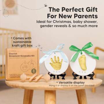 Baby Hand and Footprint Kit -Personalized Baby First Christmas Ornament,Baby Footprint Kit for Toddlers,Baby Keepsake Handprint Ornament Making Kit, Baby Shower Gifts for Newborns(Multi-Colored Paint)
