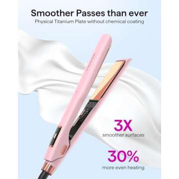 Wavytalk Professional Flat Iron Hair Straightener and Curler 2 in 1, Titanium Flat Iron for One-Pass...