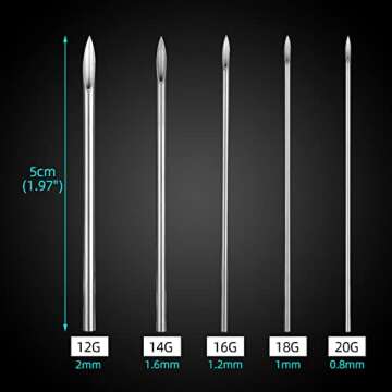 Body Piercing Needles, ATOMUS 10pcs 16G Stainless Steel Sterile Disposable Ear Nose Navel Nipple Lip...