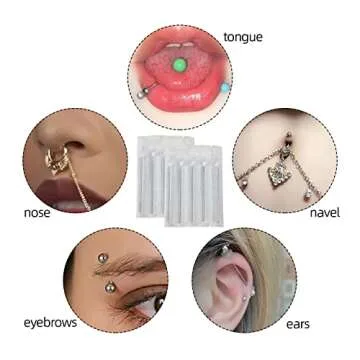 Body Piercing Needles, ATOMUS 10pcs 16G Stainless Steel Sterile Disposable Ear Nose Navel Nipple Lip Piercing Needles