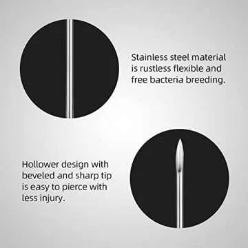 Body Piercing Needles, ATOMUS 10pcs 16G Stainless Steel Sterile Disposable Ear Nose Navel Nipple Lip Piercing Needles