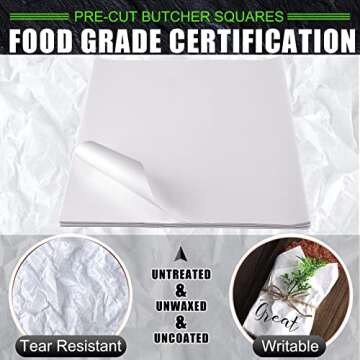 Sublimation White Butcher Paper Disposable Butcher Paper Sheets Square Meat Sheet Precut No Wax for Heat Press, Wrapping Meat, Art Project(100 Pieces,12 x 12 Inches)