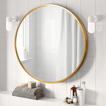 NeuType Round Mirror - Stylish 80cm Metal Frame