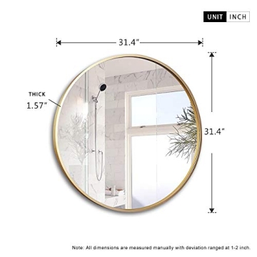 NeuType Round Mirror - Stylish 80cm Metal Frame