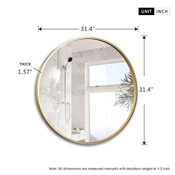 NeuType Round Mirror - Stylish 80cm Metal Frame