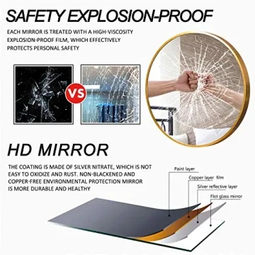 NeuType Round Mirror - Stylish 80cm Metal Frame