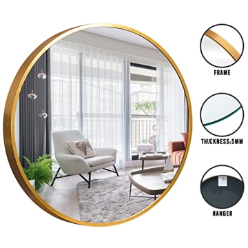 NeuType Round Mirror - Stylish 80cm Metal Frame