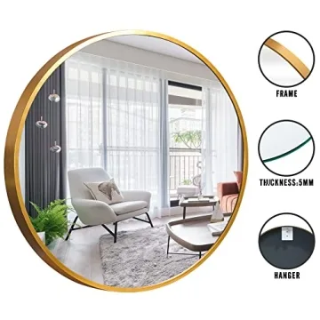 NeuType Round Mirror - Stylish 80cm Metal Frame