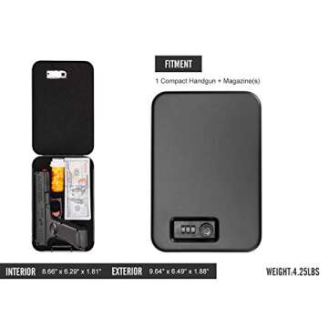 Zuwo Pistol Safe, Portable Travel Quick-Access Handgun Gun Safes for Cars, Combination Lock Box, 2 Pack