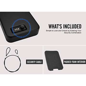 Zuwo Pistol Safe, Portable Travel Quick-Access Handgun Gun Safes for Cars, Combination Lock Box, 2 Pack