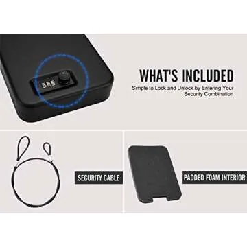 Zuwo Pistol Safe, Portable Travel Quick-Access Handgun Gun Safes for Cars, Combination Lock Box, 2 Pack