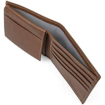 Timberland Men's Leather Wallet with Attached Flip Pocket, tan, One Size