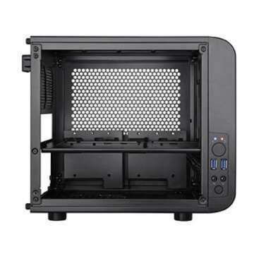 Thermaltake Core V1 SPCC Mini ITX Cube Gaming Computer Case Chassis, Interchangeable Side Panels, Black Edition, CA-1B8-00S1WN-00