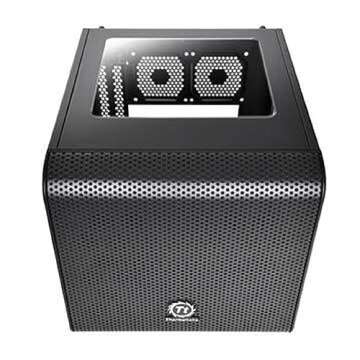 Thermaltake Core V1 SPCC Mini ITX Cube Gaming Computer Case Chassis, Interchangeable Side Panels, Black Edition, CA-1B8-00S1WN-00