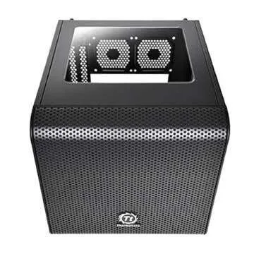 Thermaltake Core V1 SPCC Mini ITX Cube Gaming Computer Case Chassis, Interchangeable Side Panels, Black Edition, CA-1B8-00S1WN-00
