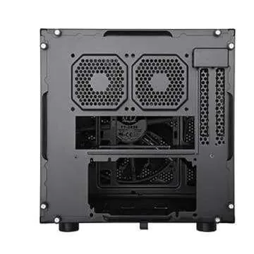 Thermaltake Core V1 SPCC Mini ITX Cube Gaming Computer Case Chassis, Interchangeable Side Panels, Black Edition, CA-1B8-00S1WN-00