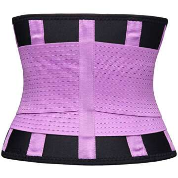 KOOCHY Waist Trainer Belt for Women - Waist Trimmer Back Support Belt Sweat Wrap for Weight Loss Workout Fitness Purple