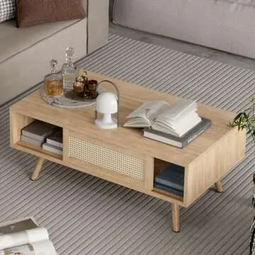 Forsho Rattan Coffee Table - Stylish with Storage Solutions