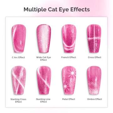 MelodySusie 5 in 1 Nail Magnet, Multifunctional Cat Eye Gel Nail Polish Magnet for Nail Art, Strong Magnetic Nail Polish Magnets Nail Design Tools, Hot Pink