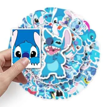 50 PCS Stitch Stickers,Cartoon Lilo and Stitch Reusable Vinyl Waterproof Decal for Water Bottle,Kids Teens Gifts Laptop Toy Sticker for DIY Decorate Bumper Phone Hard Hat