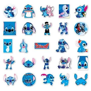 50 PCS Stitch Stickers,Cartoon Lilo and Stitch Reusable Vinyl Waterproof Decal for Water Bottle,Kids Teens Gifts Laptop Toy Sticker for DIY Decorate Bumper Phone Hard Hat