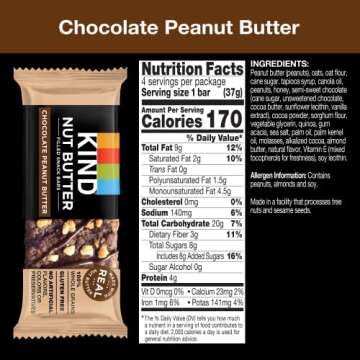 KIND Nut Butter Bars, Chocolate Peanut Butter, Healthy Snacks, Gluten Free, 32 Count