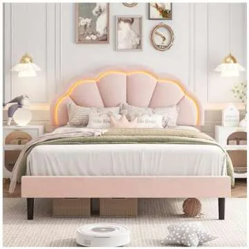 HIFIT LED Bed Frame with Adjustable Petal Headboard for Kids