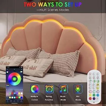 HIFIT LED Bed Frame with Adjustable Petal Headboard for Kids