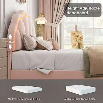 HIFIT LED Bed Frame with Adjustable Petal Headboard for Kids