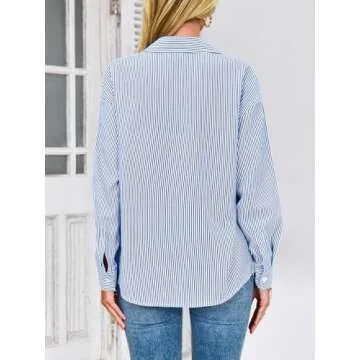 Stylish PRETTYGARDEN Striped Button Down Shirt for Women - Perfect for Office and Casual Wear