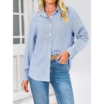 PRETTYGARDEN Women's Long Sleeve Striped Shirt for Work