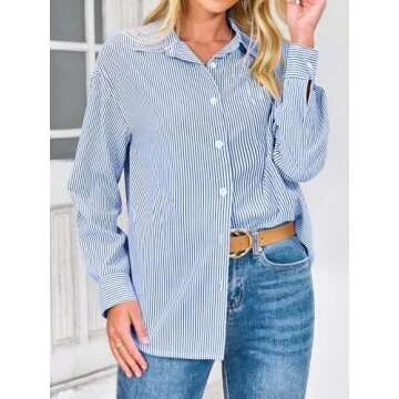 PRETTYGARDEN Women's Long Sleeve Striped Shirt for Work