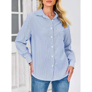 PRETTYGARDEN Women's Long Sleeve Striped Shirt for Work