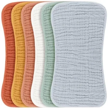 Konssy Muslin Baby Burp Cloths Sets for Unisex- 6 Pack Large 100% Cotton Burping Clothes for Newborn...