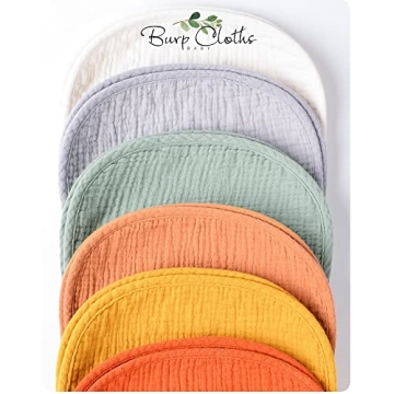 Konssy Muslin Baby Burp Cloths Sets for Unisex- 6 Pack Large 100% Cotton Burping Clothes for Newborn, Baby Girls and Boys