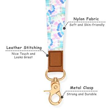 Hsxnam Neck Lanyard Key Chain, Long Lanyard Strap Keychain Holder for Women Men Car Keys ID Badges Card Wallet Phone Camera, Colorful Flowers