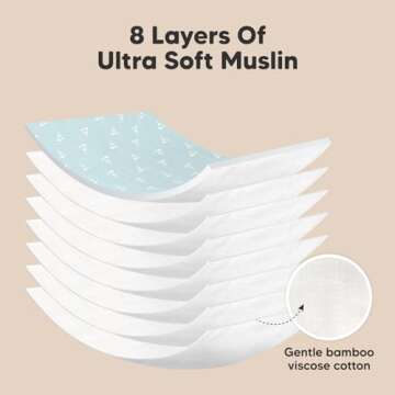 5-Pack Muslin Burp Cloths for Baby Boys and Girls - Super Absorbent Baby Burp Cloth, Viscose Derived from Bamboo Cotton Baby Washcloths, Burp Rags, Large Neutral Burp Clothes for Newborn(Blooms)