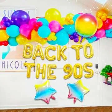 JeVenis Back to the 90s Birthday Party Balloon Banner, 90s Themed Decorations, 1 Count