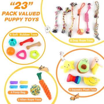 23 Pack Puppy Chew Toys for Small & Medium Dog, Cute Plush Dog Squeaky Toys for Puppies, Dog ChewToy...