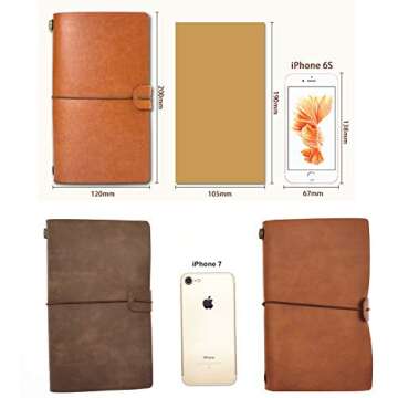 Ailifly Retro Refillable Handmade PU Leather Travelers Writing Journal Notebook with Lined Pages and...