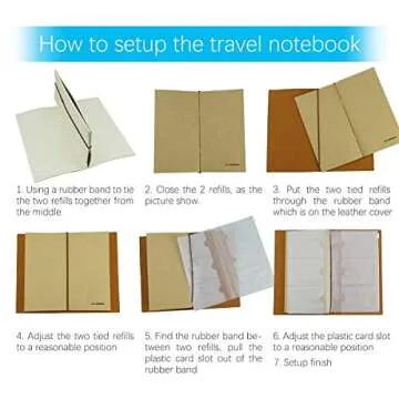 Ailifly Retro Refillable Handmade PU Leather Travelers Writing Journal Notebook with Lined Pages and Card Holders (Black)