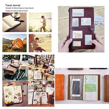 Ailifly Retro Refillable Handmade PU Leather Travelers Writing Journal Notebook with Lined Pages and Card Holders (Black)