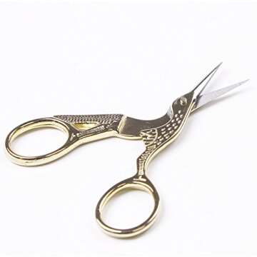 BIHRTC 3.6" Gold Stainless Steel Sharp Tip Classic Stork Scissors Crane Design Sewing Scissors DIY T...