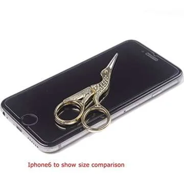 BIHRTC 3.6" Gold Stainless Steel Sharp Tip Classic Stork Scissors Crane Design Sewing Scissors DIY Tools Small Shear for Crafting,Embroidery,Needle Work, Art Work & Everyday Use